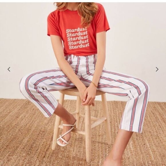 Reformation Roper High Rise Grenada Stripe Jeans NWT - Picture 1 of 7